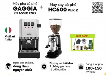 Combo máy pha Gaggia Evo Pro và máy xay HC600